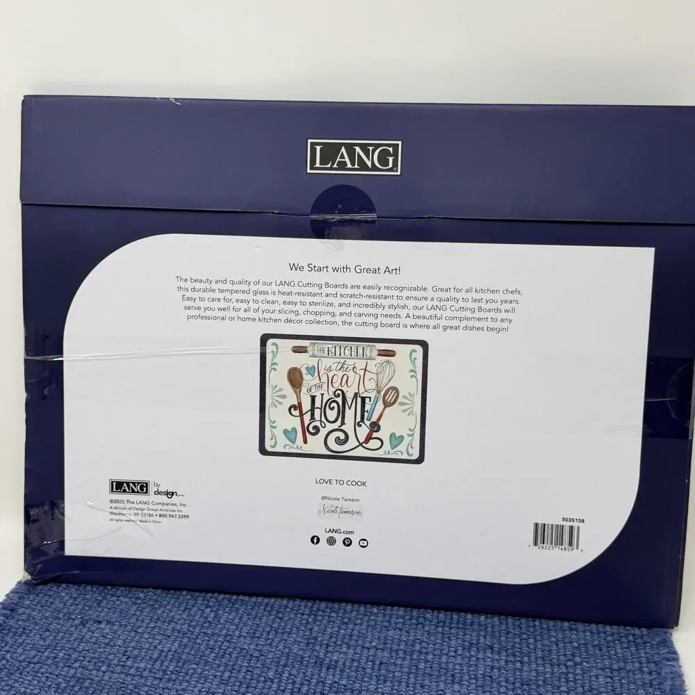 Lang ~ Love To Cook Cutting Board ~ Tempered Glass/Scratch Resistant NEW